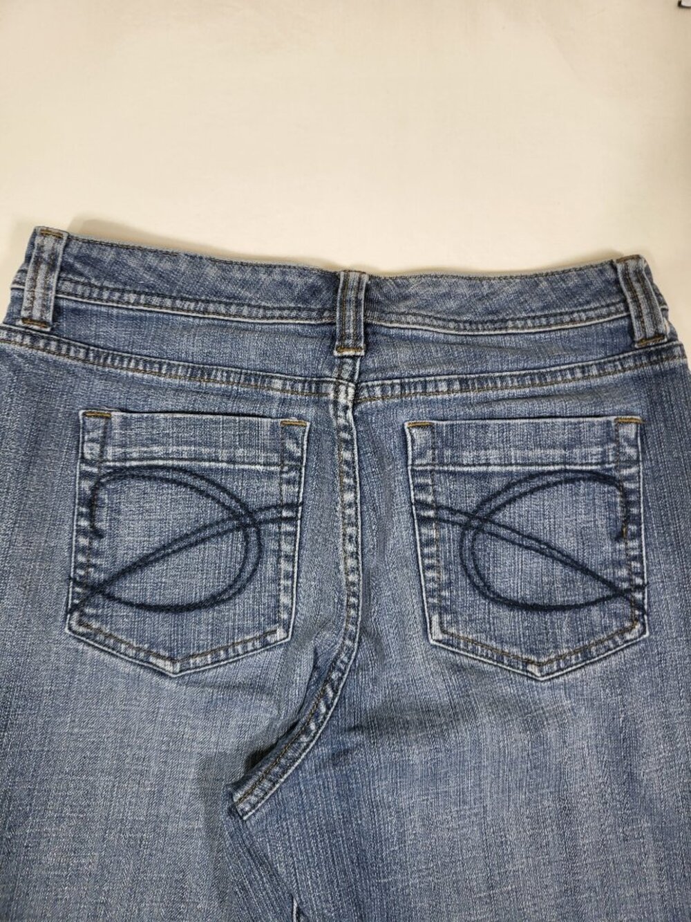 hico's Platinum Facet SH Jean Size 0 Short Blue Bootcut Stretch Denim - Picture 4 of 14